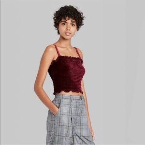 Burgundy velvet crop top